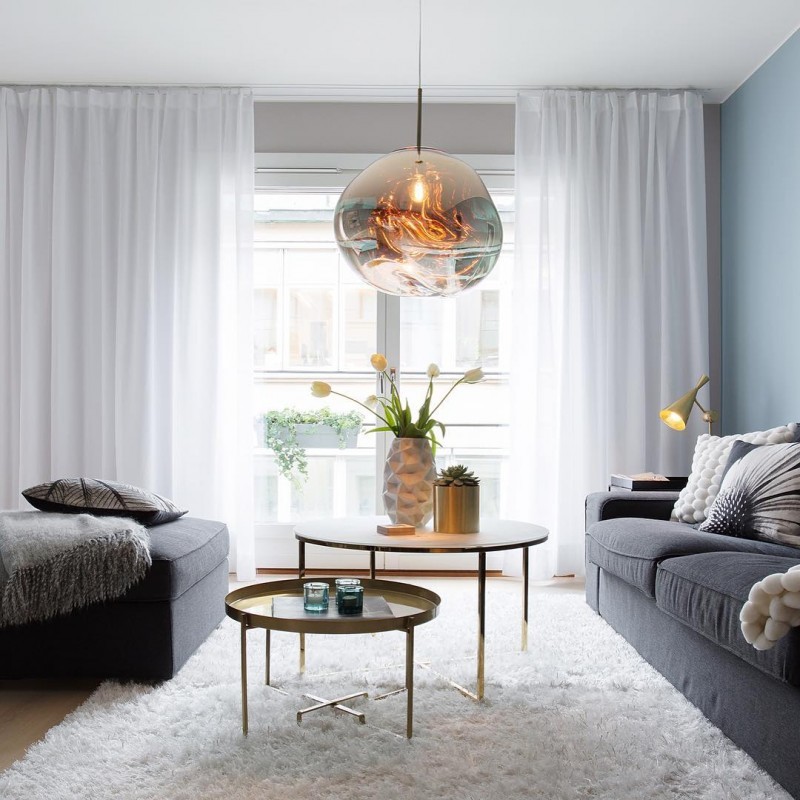 Glass Melt Pendant Light - Artistic Molten Pendant Light For Living Room And Dining Room
