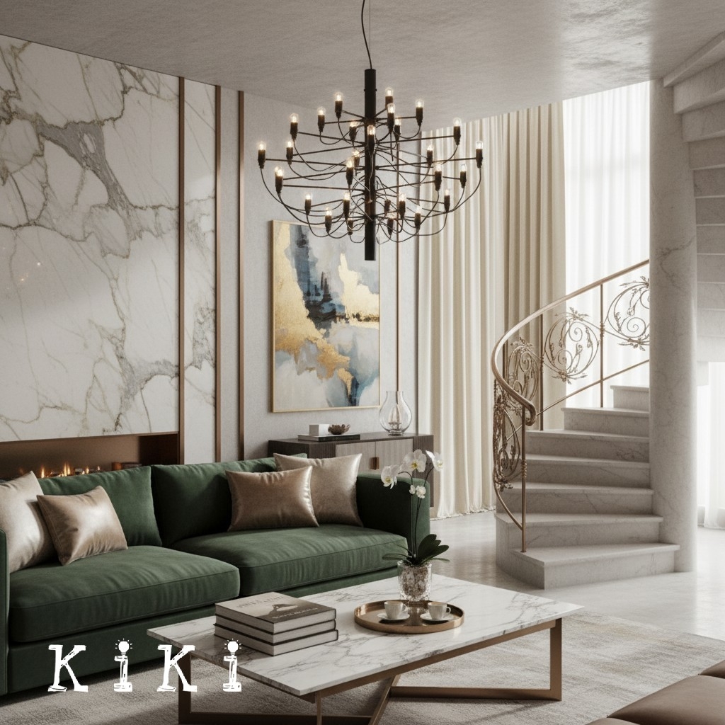 2097 Suspension Lamp - Sleek Multi-Head Chandelier For High Ceilings and Large Spaces