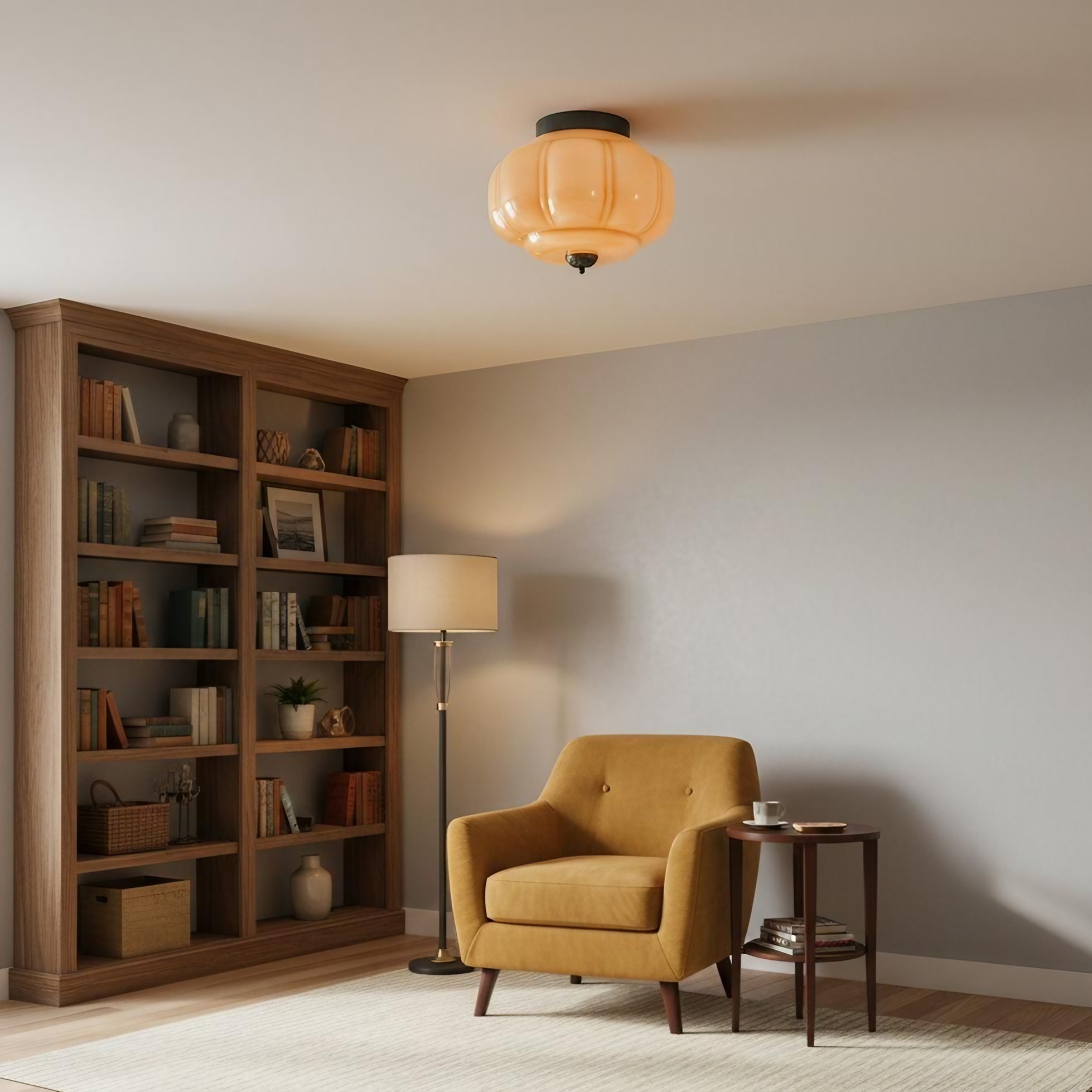 Eloise Retro Milk Glass Semi Flush Mount Ceiling Light KL859