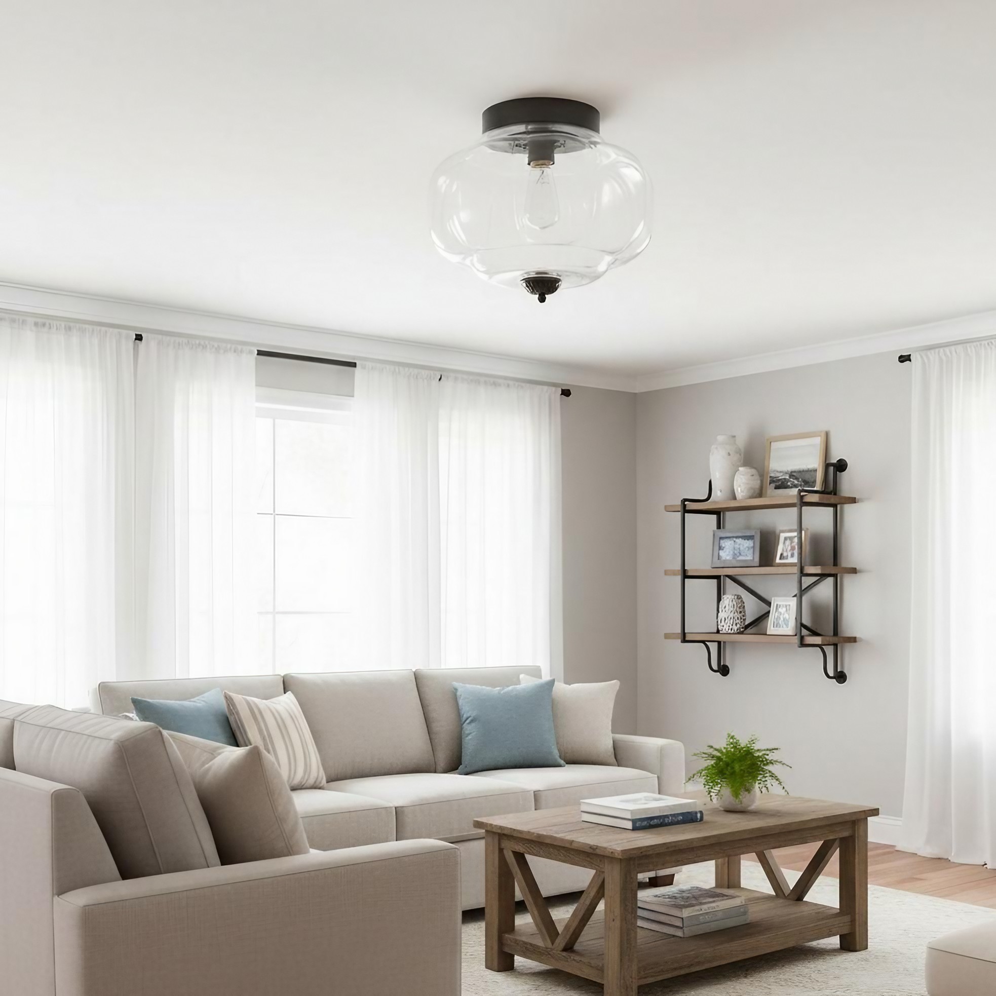 Eloise Retro Milk Glass Semi Flush Mount Ceiling Light KL859
