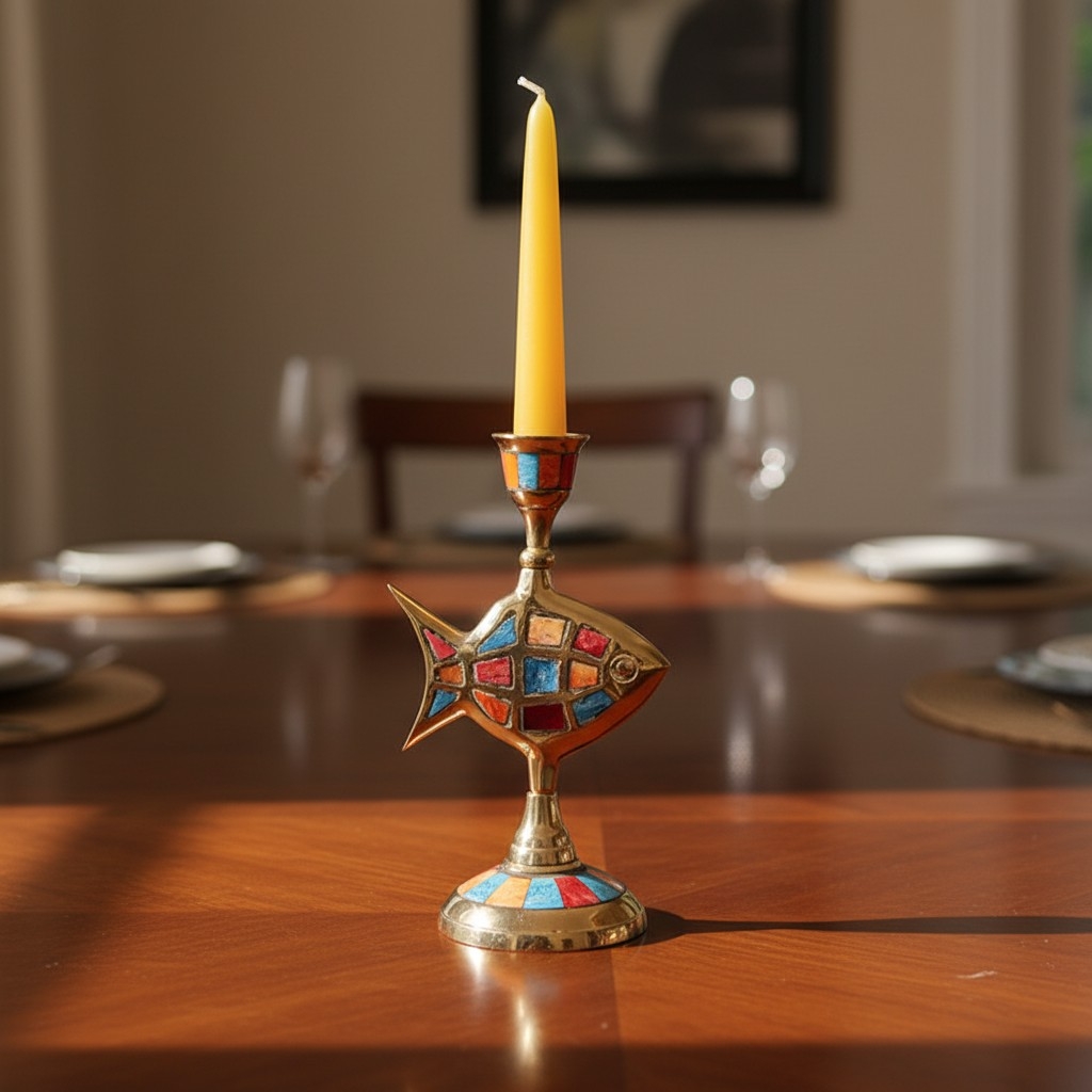 Ossik Decorative Candle Holder - Retro Nordic Brass Holder for Bedroom and Table KL2348