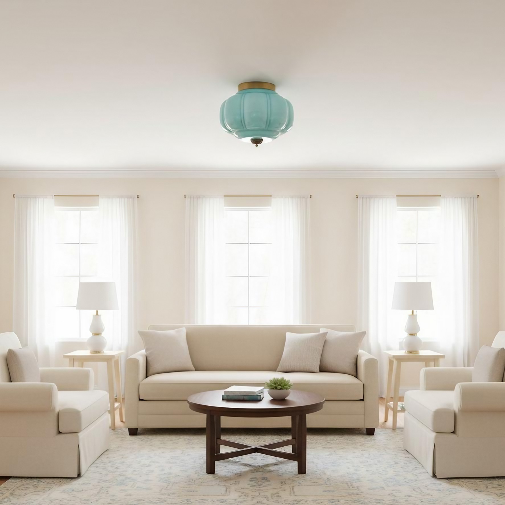 Eloise Retro Milk Glass Semi Flush Mount Ceiling Light KL859