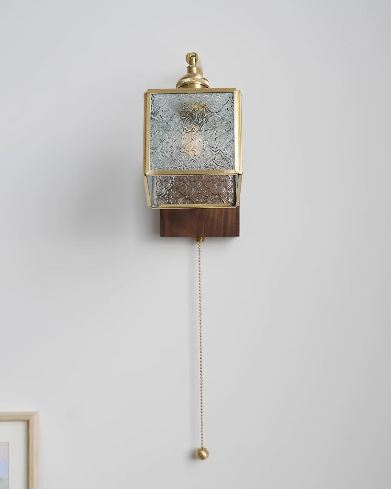Square Glass Adjustable Wooden Wall Lamp KL525