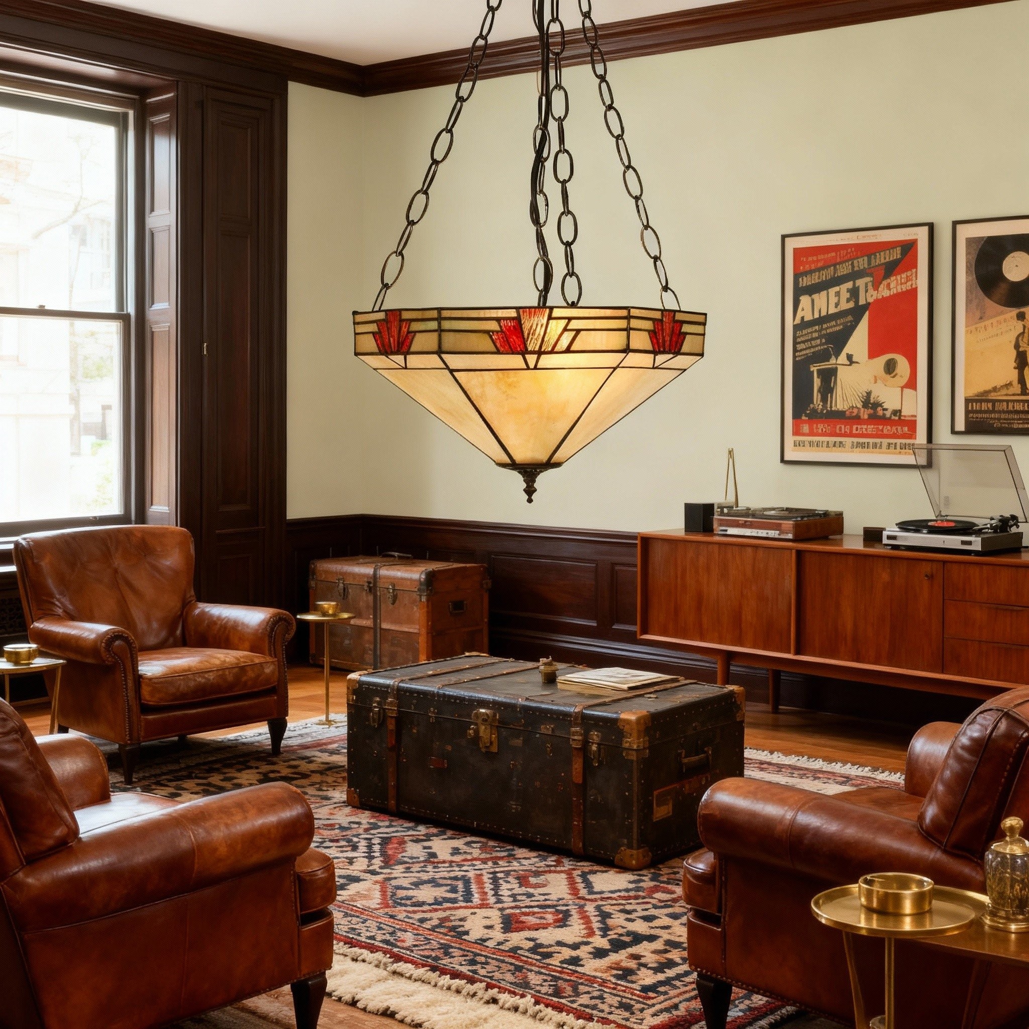 TF Nevada Inverted Glass Pendant Light - Tiffany Artisan Pendant Lamp for Dining Room KL1801