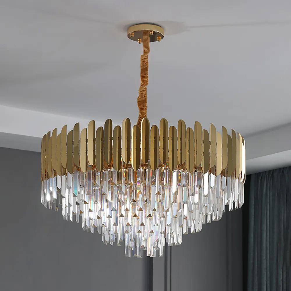 Modern Brass Crystal Chandelier