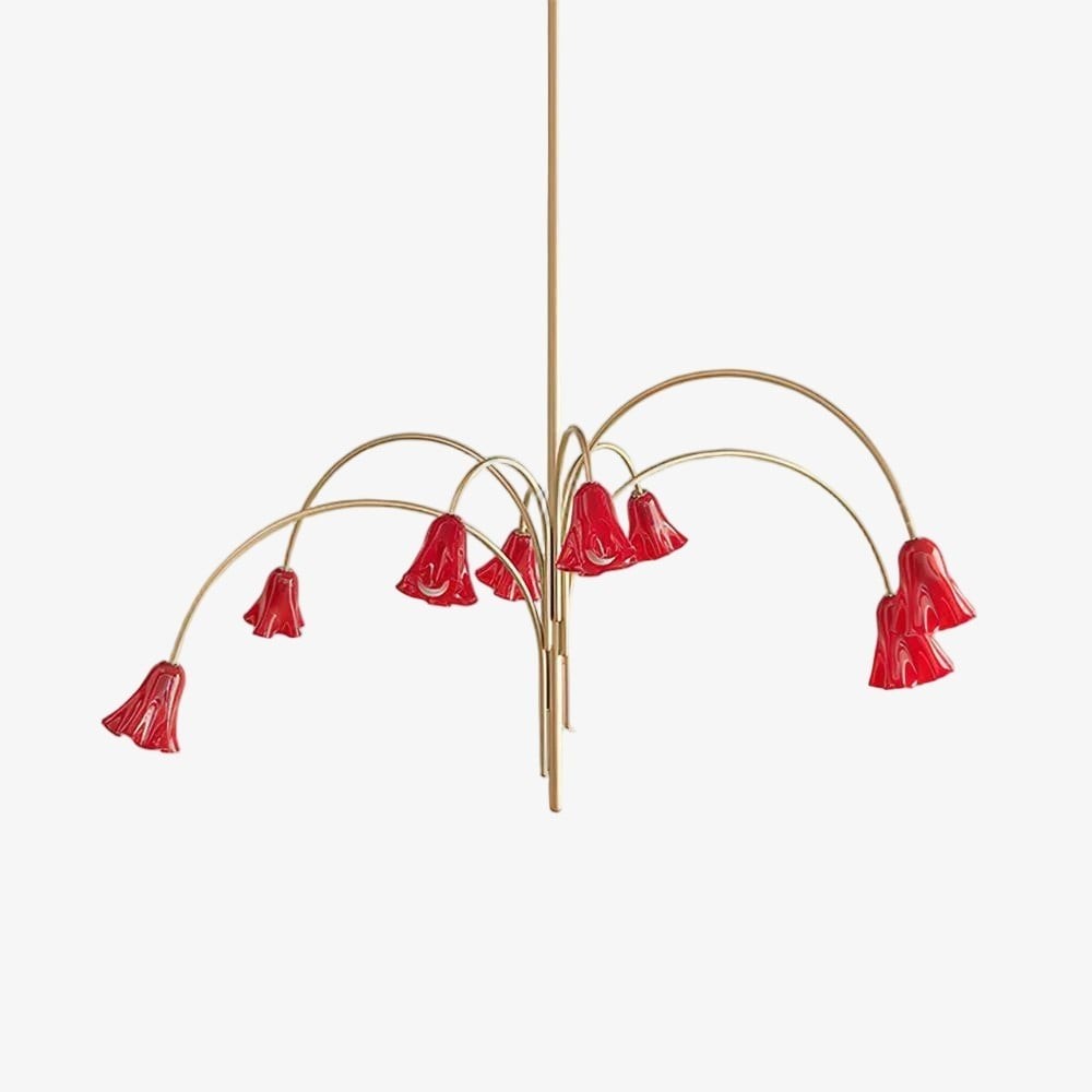 Bellina Modern Romantic Chandelier - Botanical Lily Design with Glass Flowers KL1449