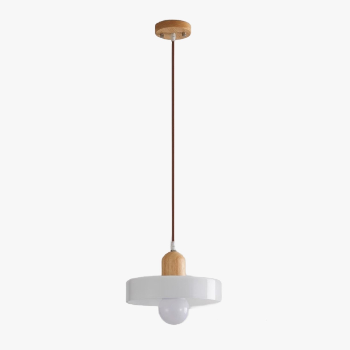Modern Nordic Disc Orb Glass Wood Pendant Light KL884
