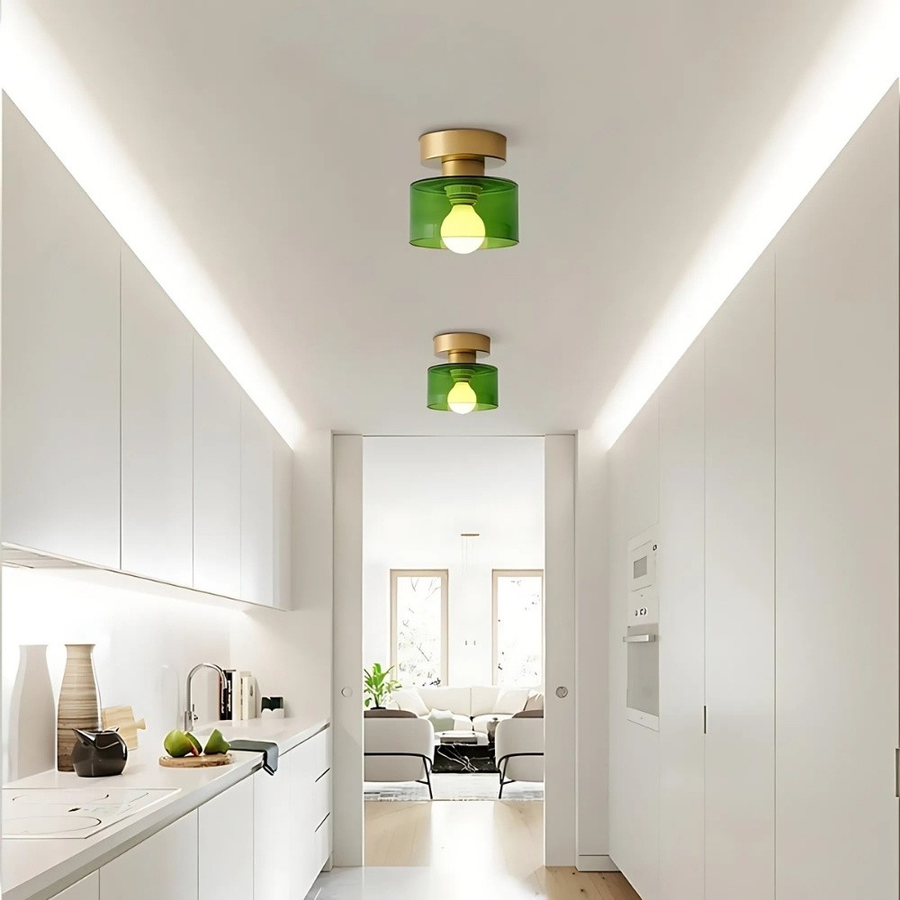 Moriglaze Glass Cylinder Ceiling Light - Sleek Sculptural Ceiling Lamp for Bedroom KL883