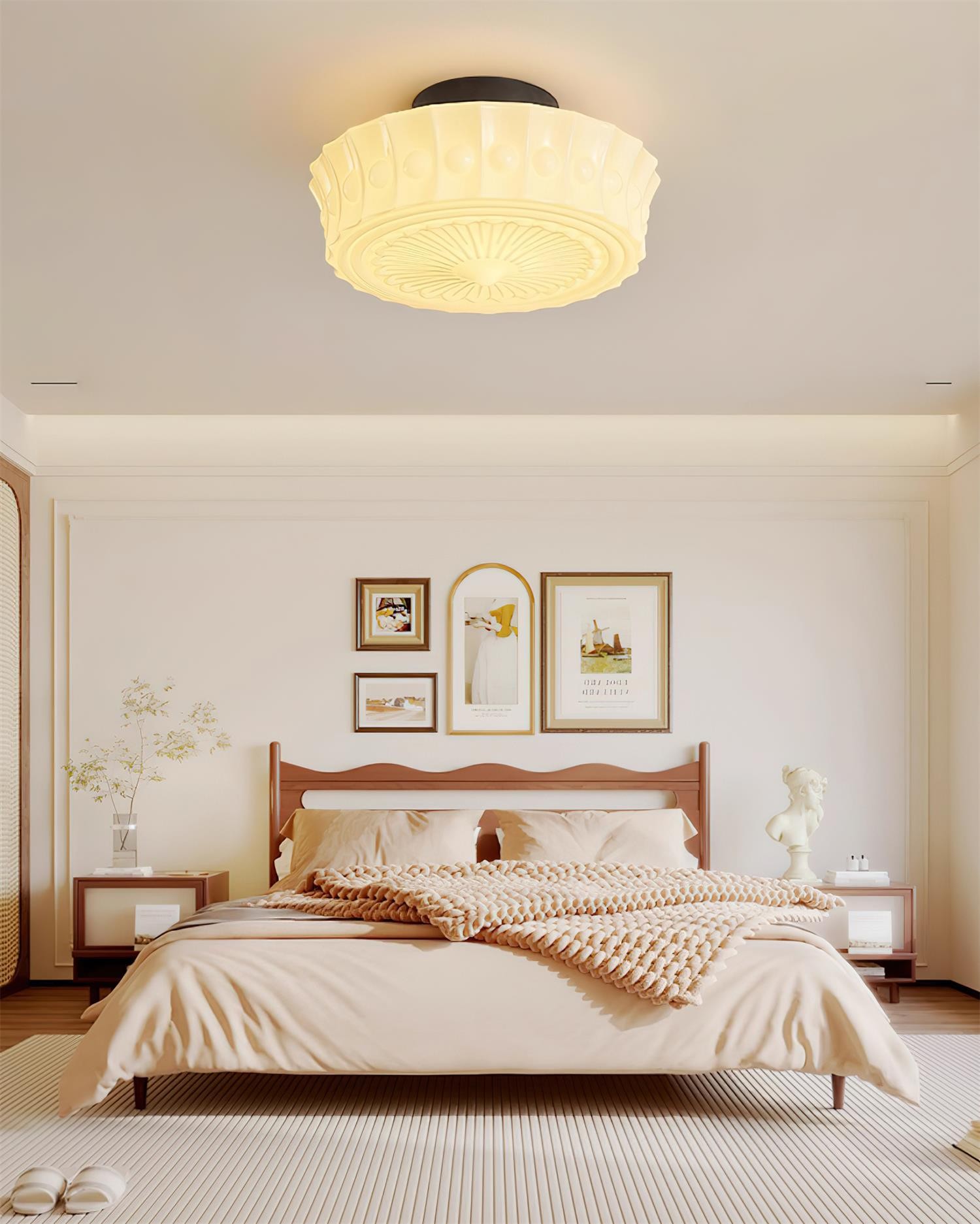 French Vintage Glass Cream Style Ceiling Light KL427