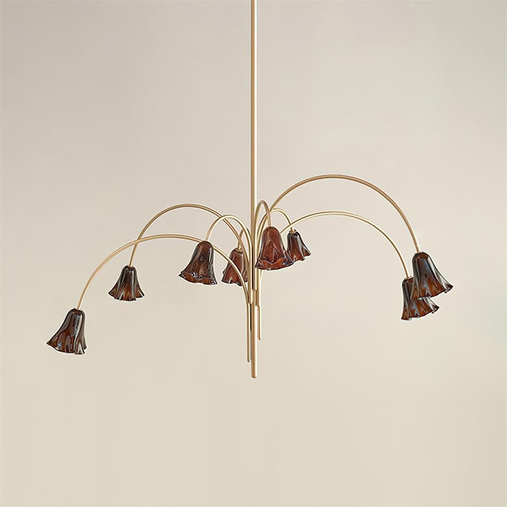 Bellina Modern Romantic Chandelier - Botanical Lily Design with Glass Flowers KL1449