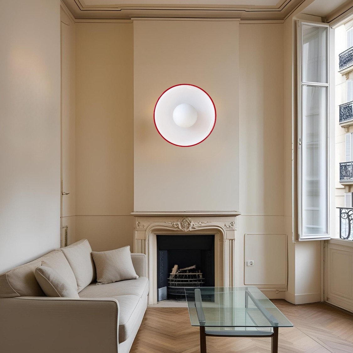 Kalo Round Glass Metal Base Wall Light Ceiling Light- Disc Orb Wall Sconce for Modern Interior KL922