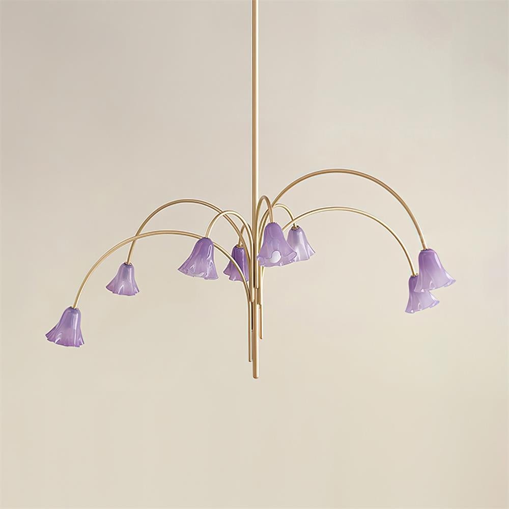 Bellina Modern Romantic Chandelier - Botanical Lily Design with Glass Flowers KL1449