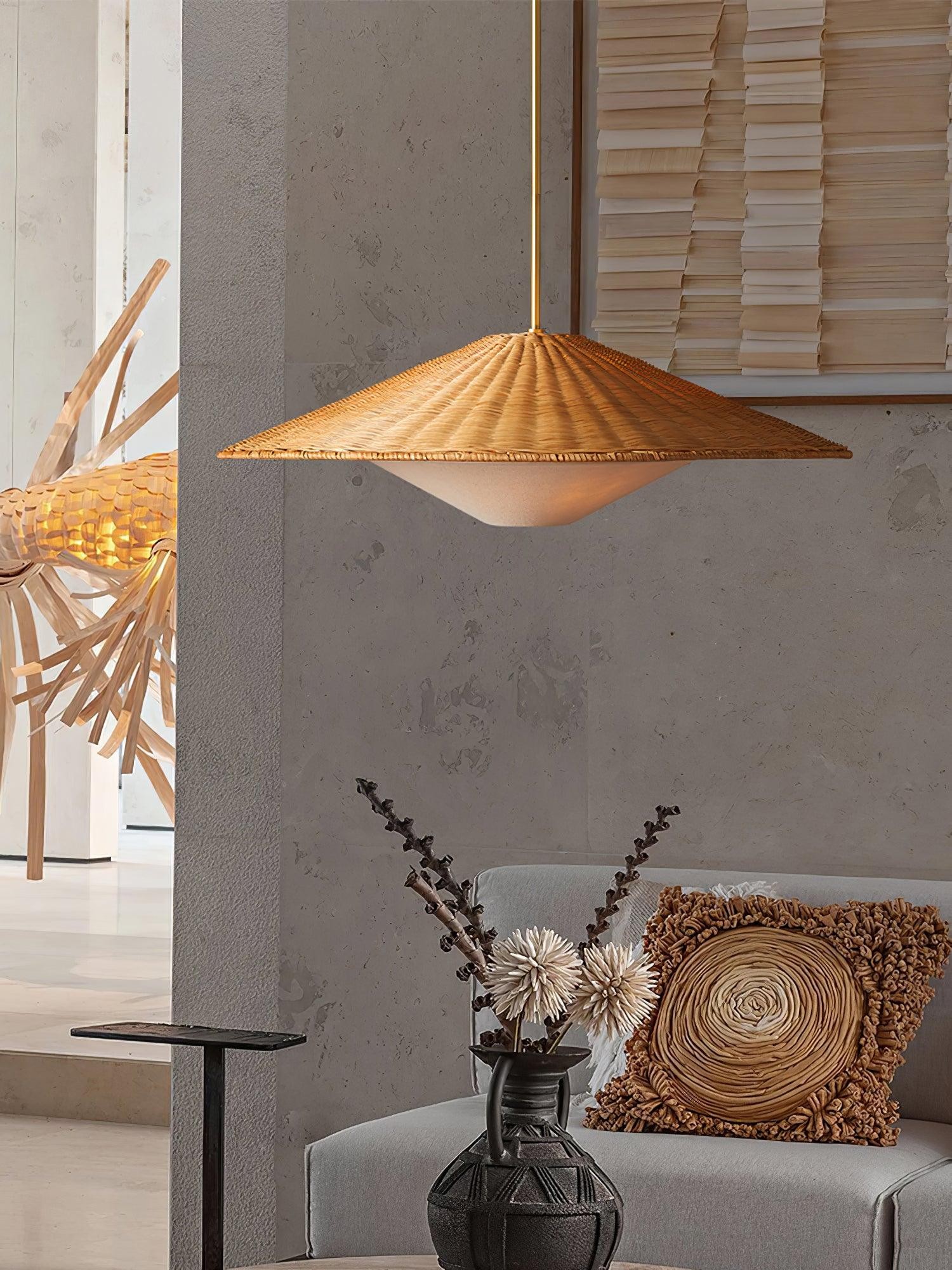 Rattan Hat Pendant Light Suitable For Living Room KL598