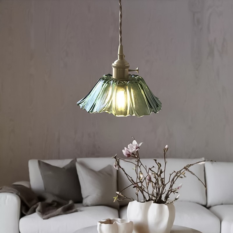 Retro Lotus Creative Glass Pendant Lamp