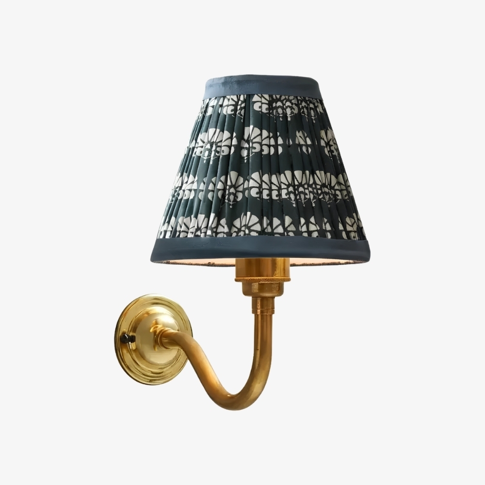 Cottaloy Vintage Fabric Curved Arm Wall Lamp for Living Room or Bedroom A57