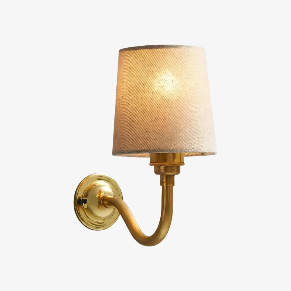 Cottaloy Vintage Fabric Curved Arm Wall Lamp for Living Room or Bedroom A57