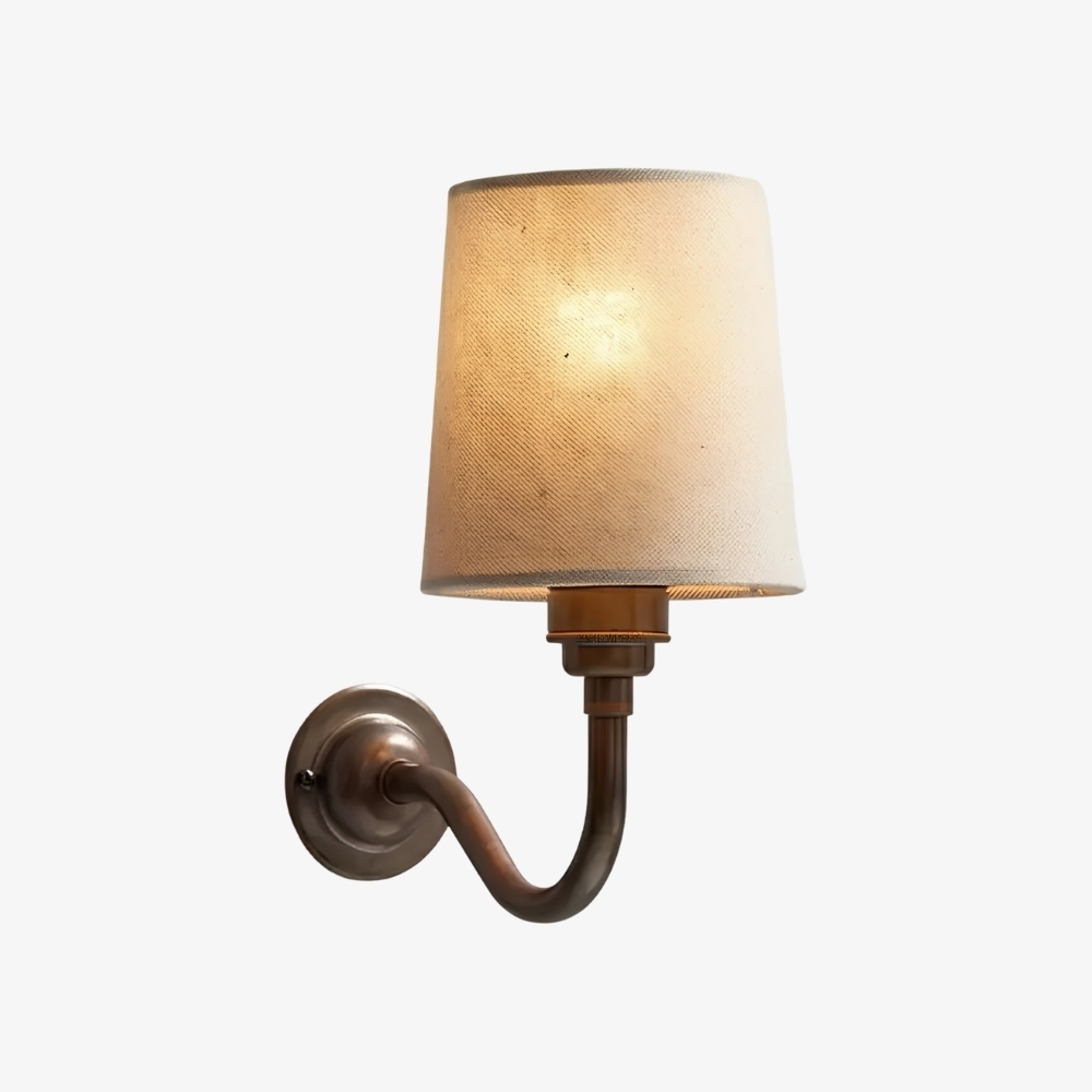Cottaloy Vintage Fabric Curved Arm Wall Lamp for Living Room or Bedroom A57