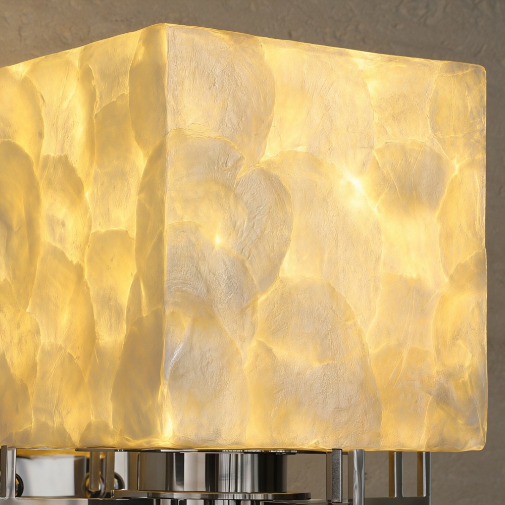 Beamira Mica Square Wall Lamp - Glass Shade Shell Decorative Wall Light for Hallway A17