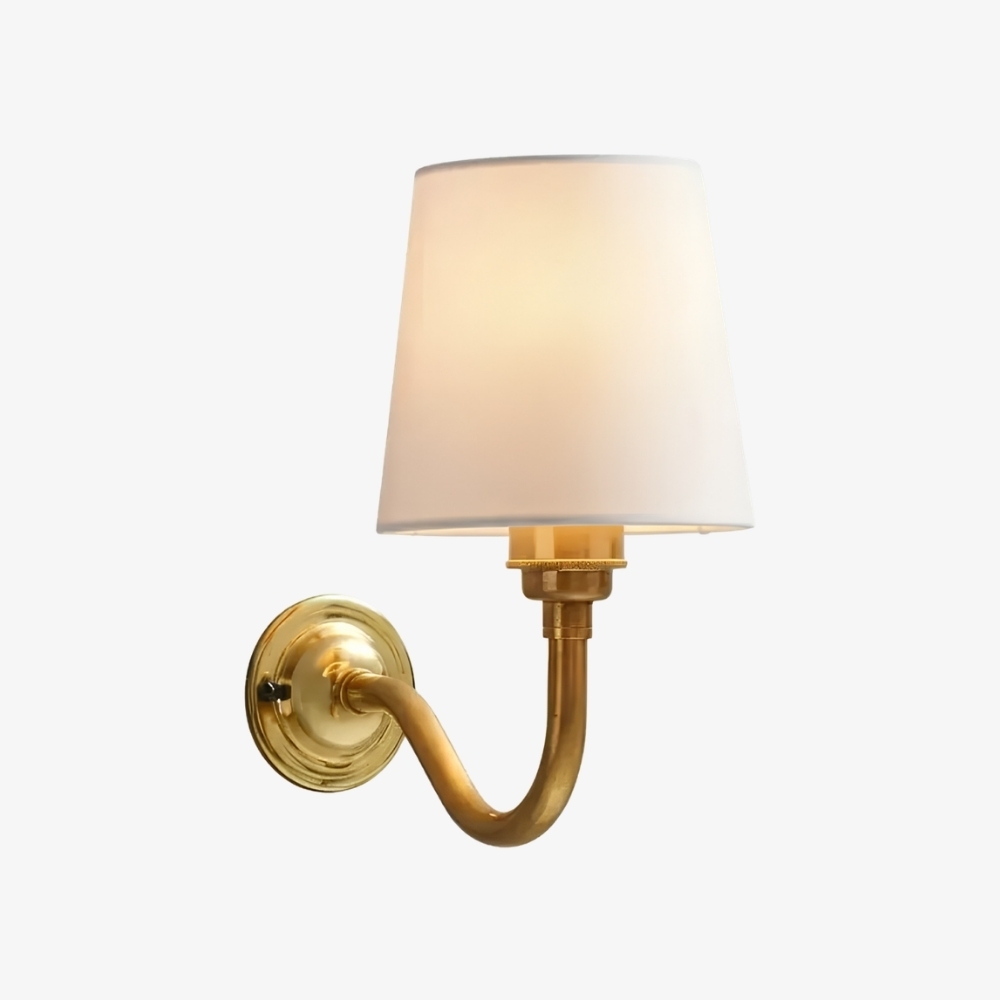 Cottaloy Vintage Fabric Curved Arm Wall Lamp for Living Room or Bedroom A57