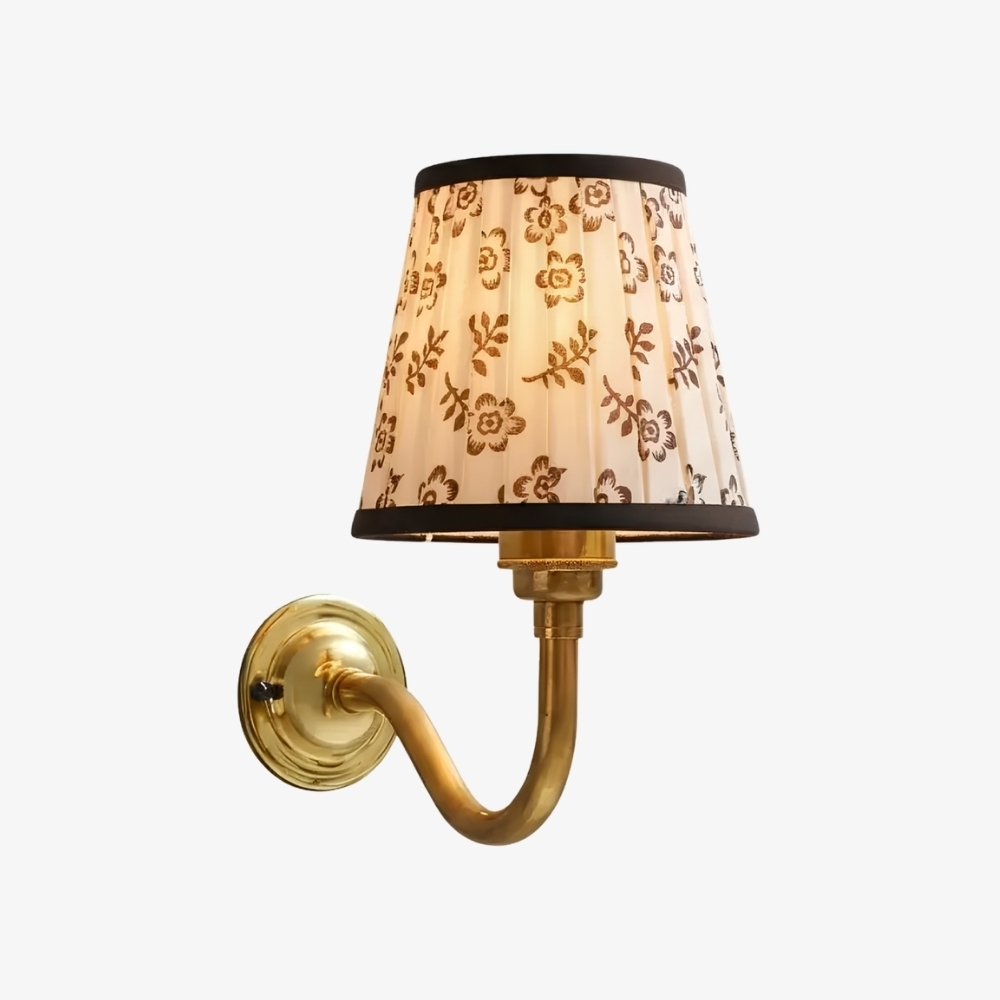 Cottaloy Vintage Fabric Curved Arm Wall Lamp for Living Room or Bedroom A57