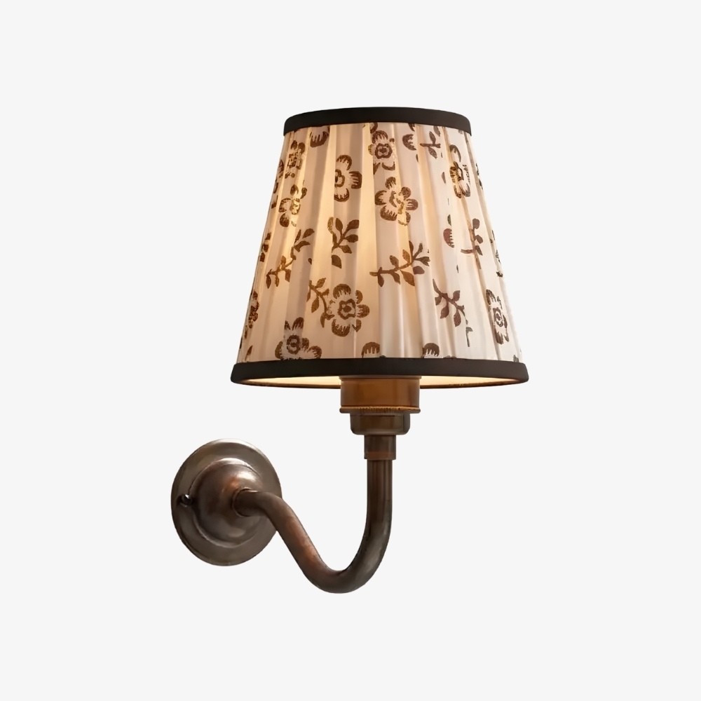 Cottaloy Vintage Fabric Curved Arm Wall Lamp for Living Room or Bedroom A57