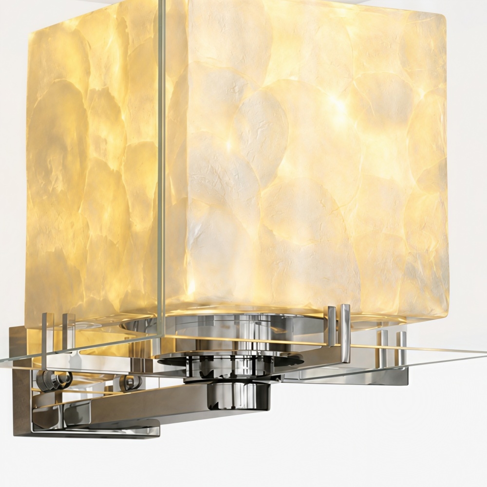 Beamira Mica Square Wall Lamp - Glass Shade Shell Decorative Wall Light for Hallway A17