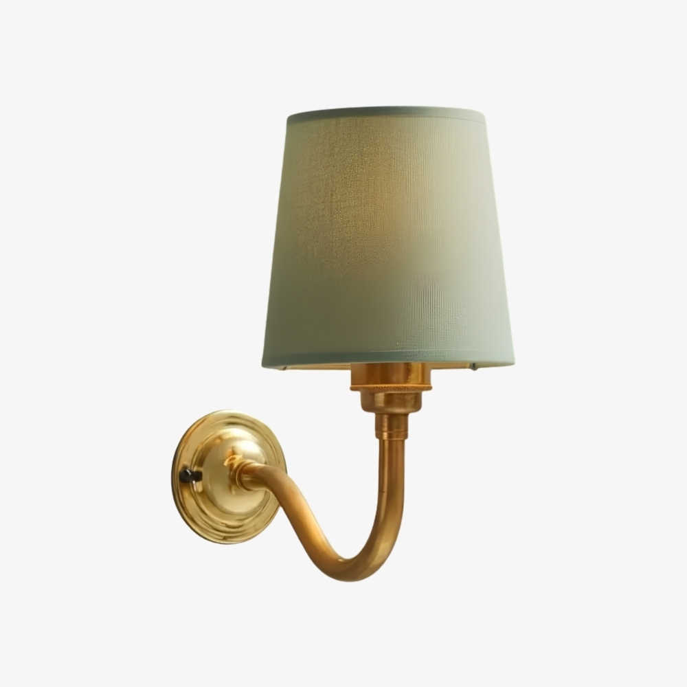 Cottaloy Vintage Fabric Curved Arm Wall Lamp for Living Room or Bedroom A57