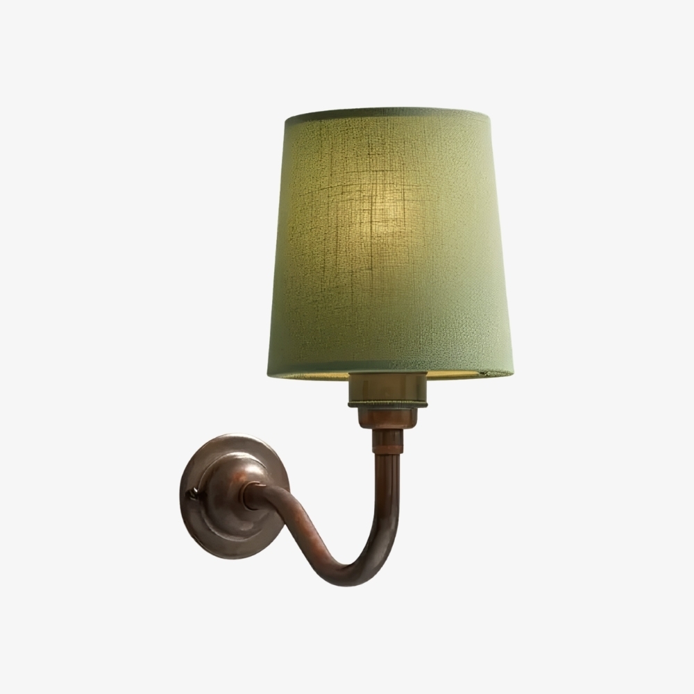 Cottaloy Vintage Fabric Curved Arm Wall Lamp for Living Room or Bedroom A57