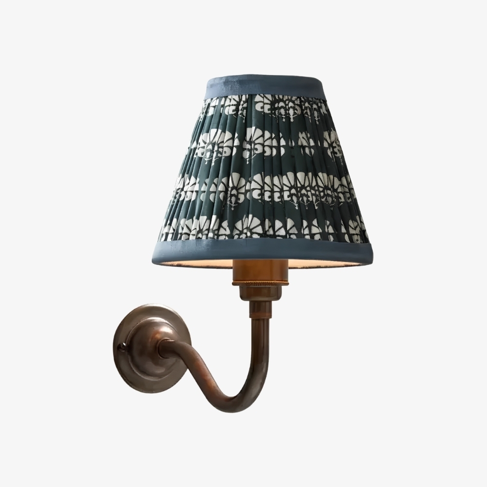 Cottaloy Vintage Fabric Curved Arm Wall Lamp for Living Room or Bedroom A57