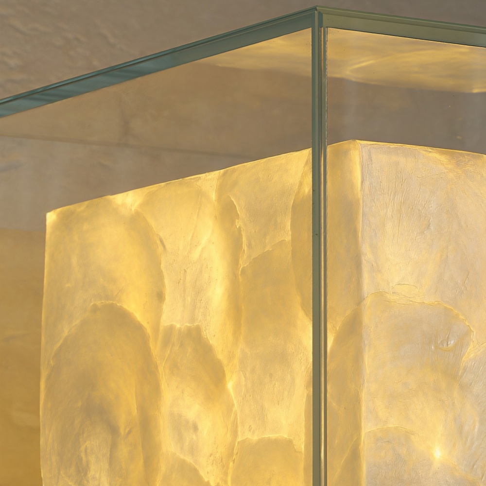 Beamira Mica Square Wall Lamp - Glass Shade Shell Decorative Wall Light for Hallway A17