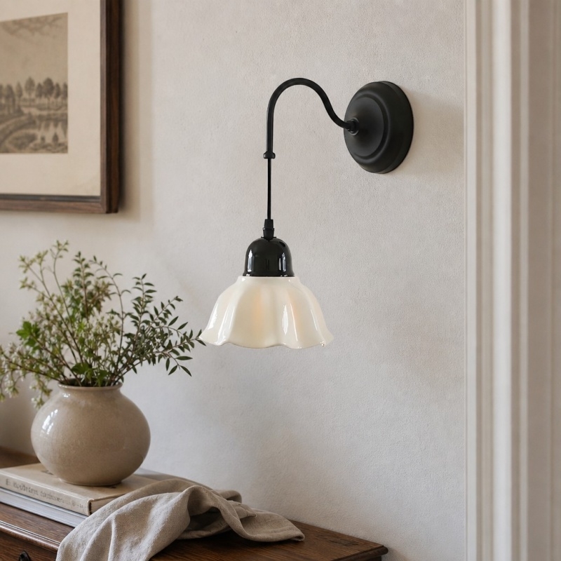 Cazelle Vintage Floral Wall Lamp - Artistic Flower Design Sconce for Bedroom and Hallway A66