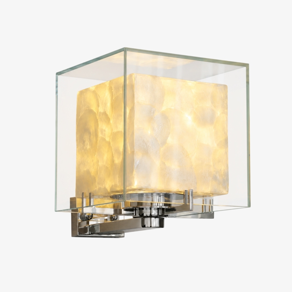 Beamira Mica Square Wall Lamp - Glass Shade Shell Decorative Wall Light for Hallway A17