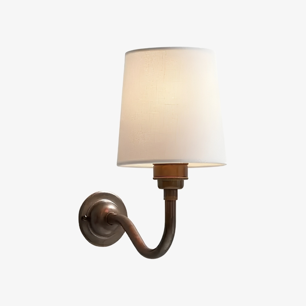 Cottaloy Vintage Fabric Curved Arm Wall Lamp for Living Room or Bedroom A57