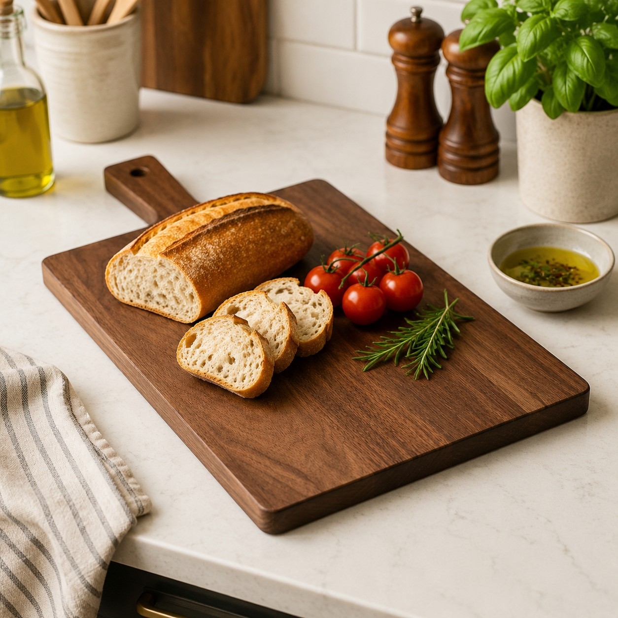 Double-Sided Solid Wood Cutting Board with Textured Serving Surface