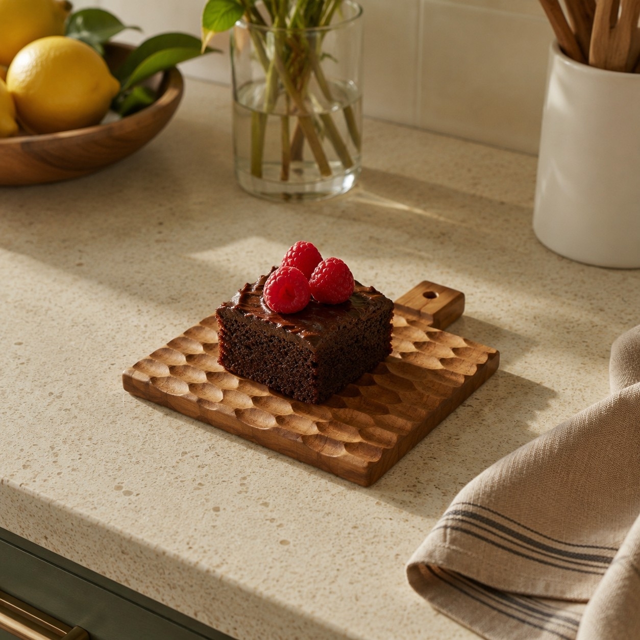 Double-Sided Solid Wood Cutting Board with Textured Serving Surface