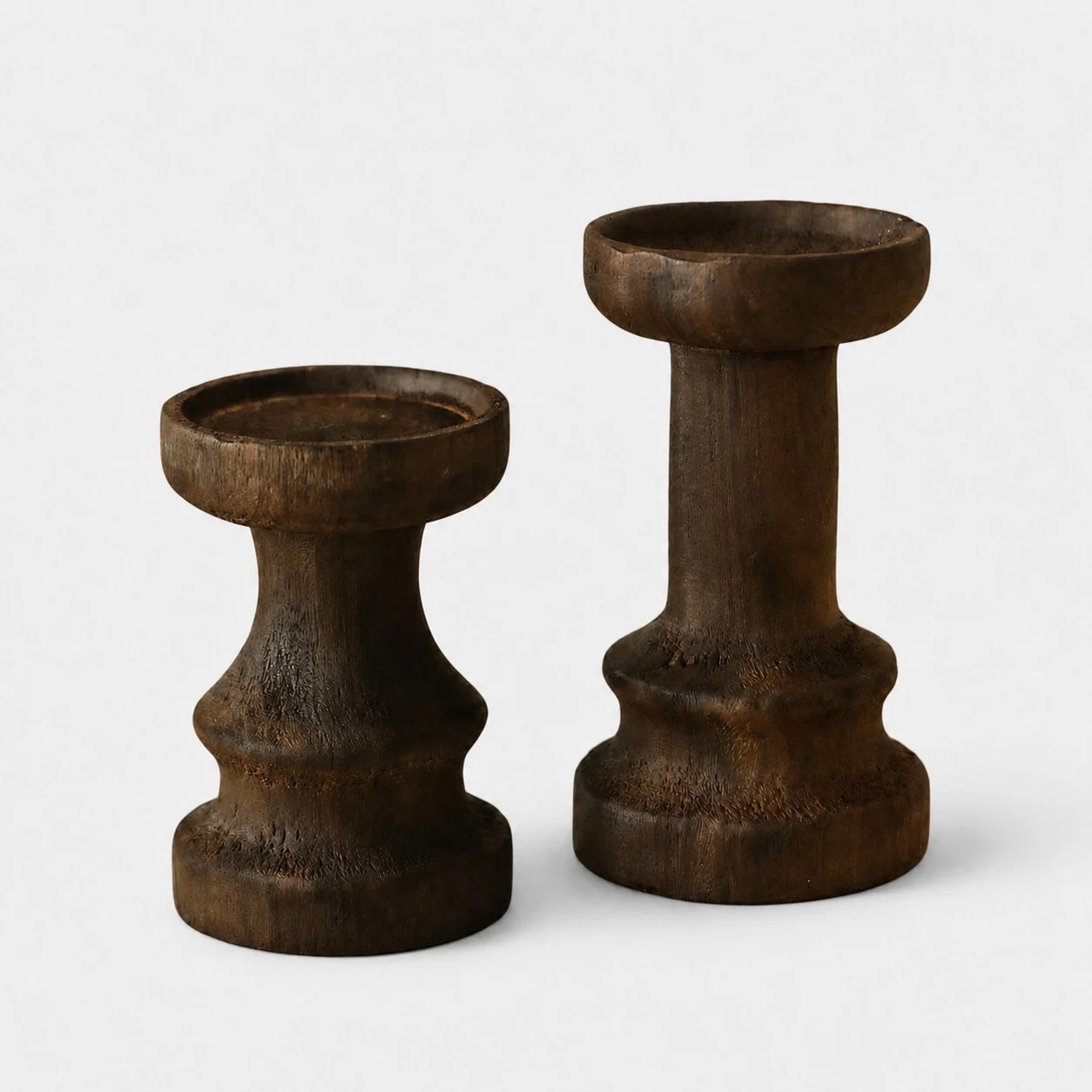 Wabi-Sabi Solid Wood Candle Holders