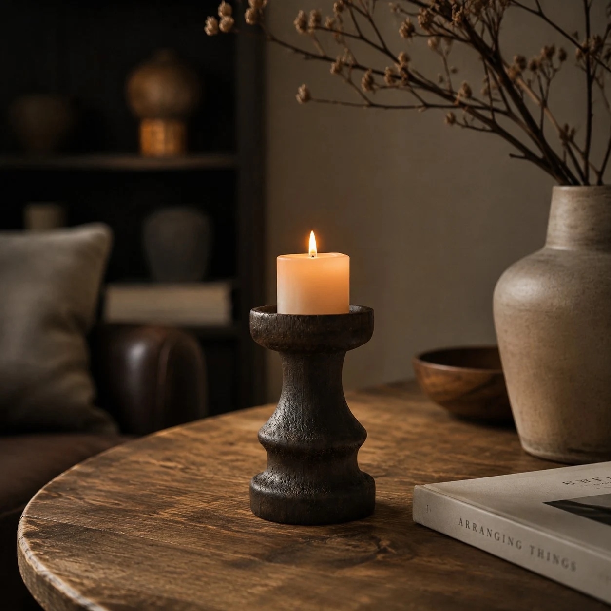 Wabi-Sabi Solid Wood Candle Holders