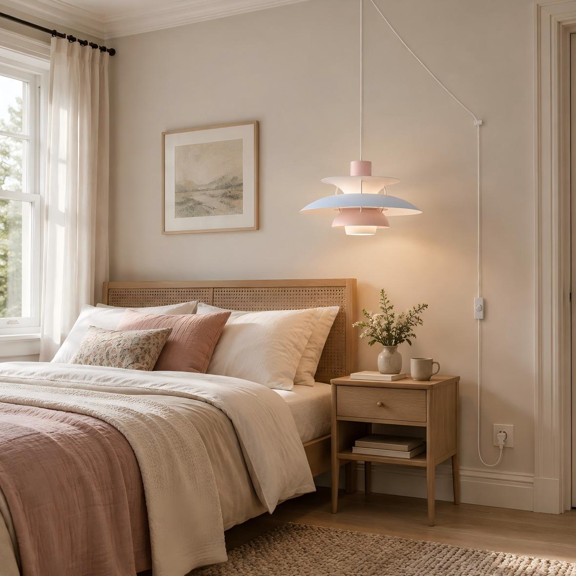 Bedroom scene with the plug-in pendant