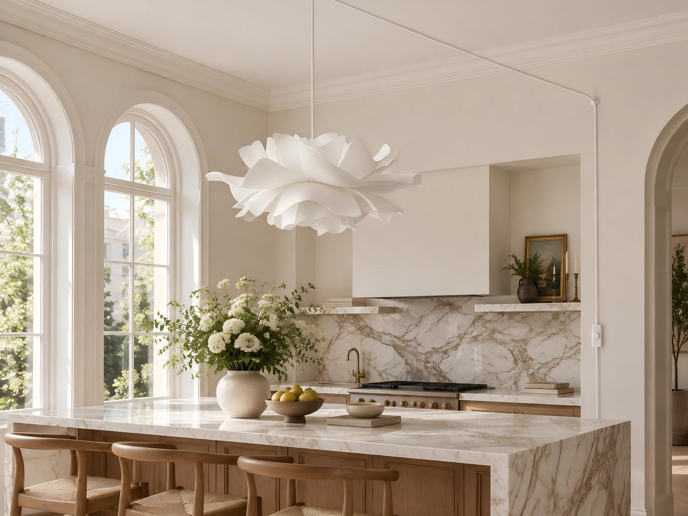 Floral acrylic pendant light switched off