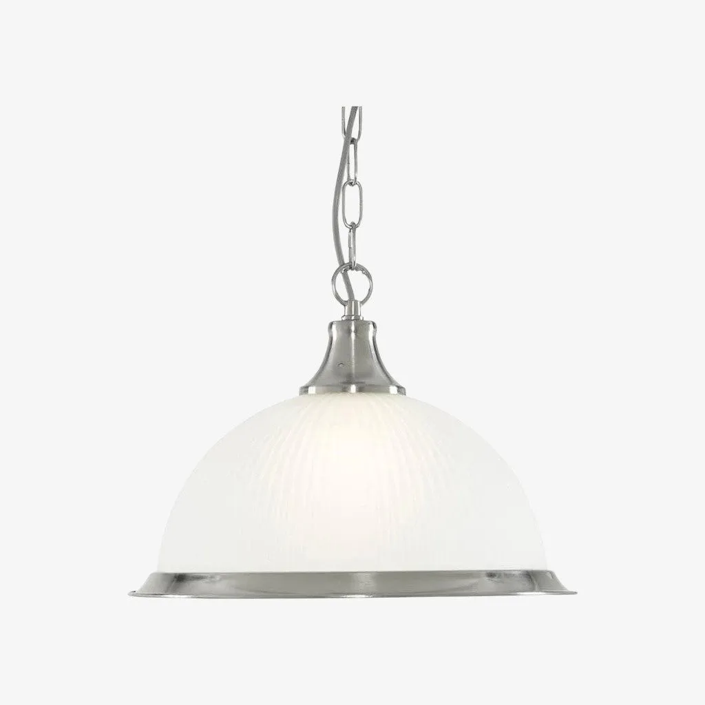 TF Vintora Ribbed Glass Pendant Light - Elegant Metal Trim for Kitchens, Dining Areas and Hallways KL1978