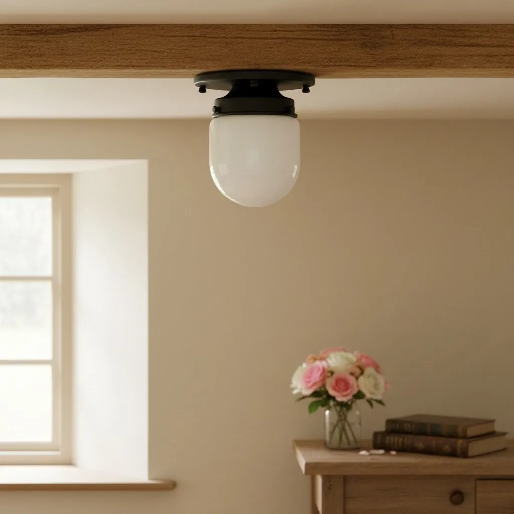 Opalume Glass Globe Flush Mount Light - Vintage Style Lamp for Hallway or Entryway KL1429