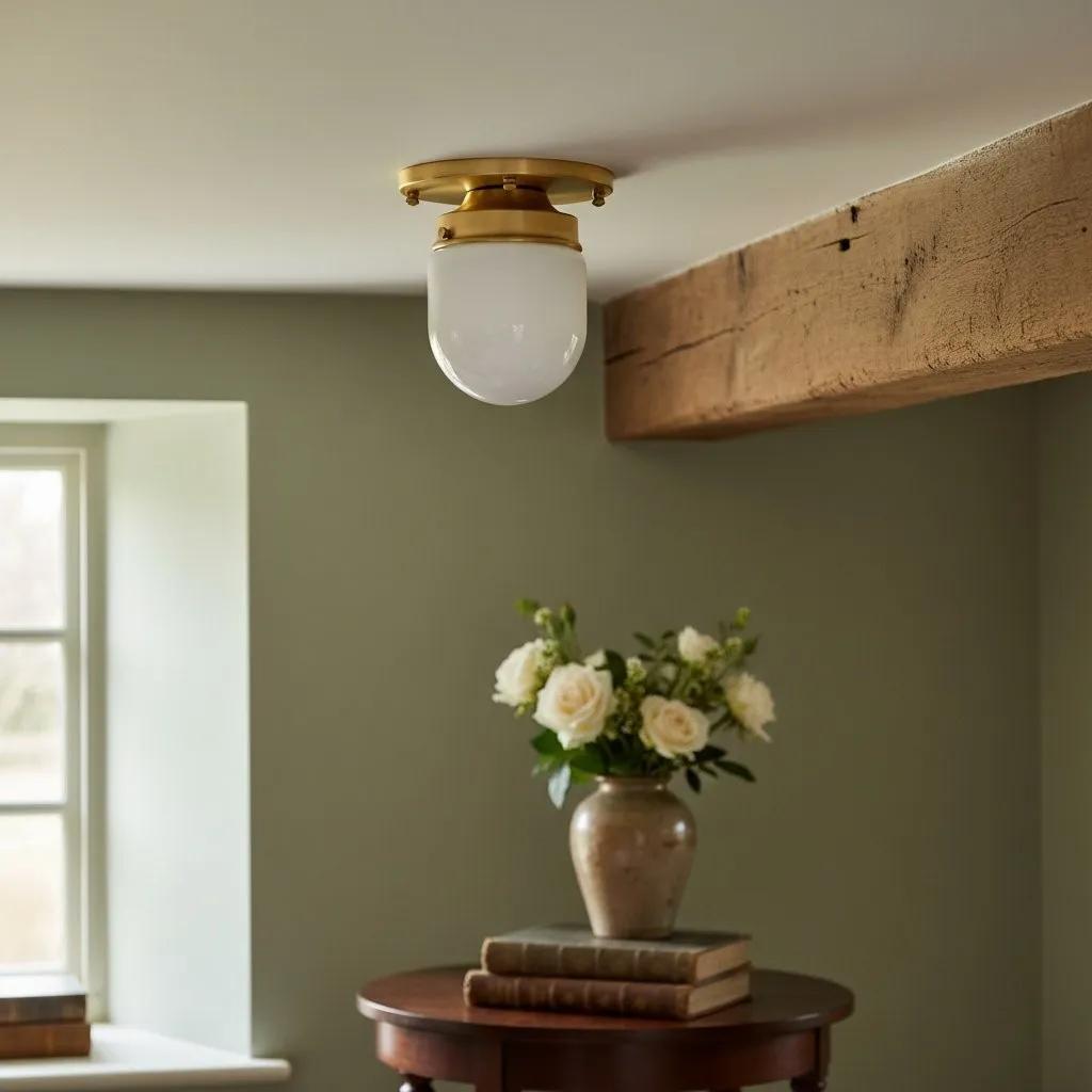 Opalume Glass Globe Flush Mount Light - Vintage Style Lamp for Hallway or Entryway KL1429