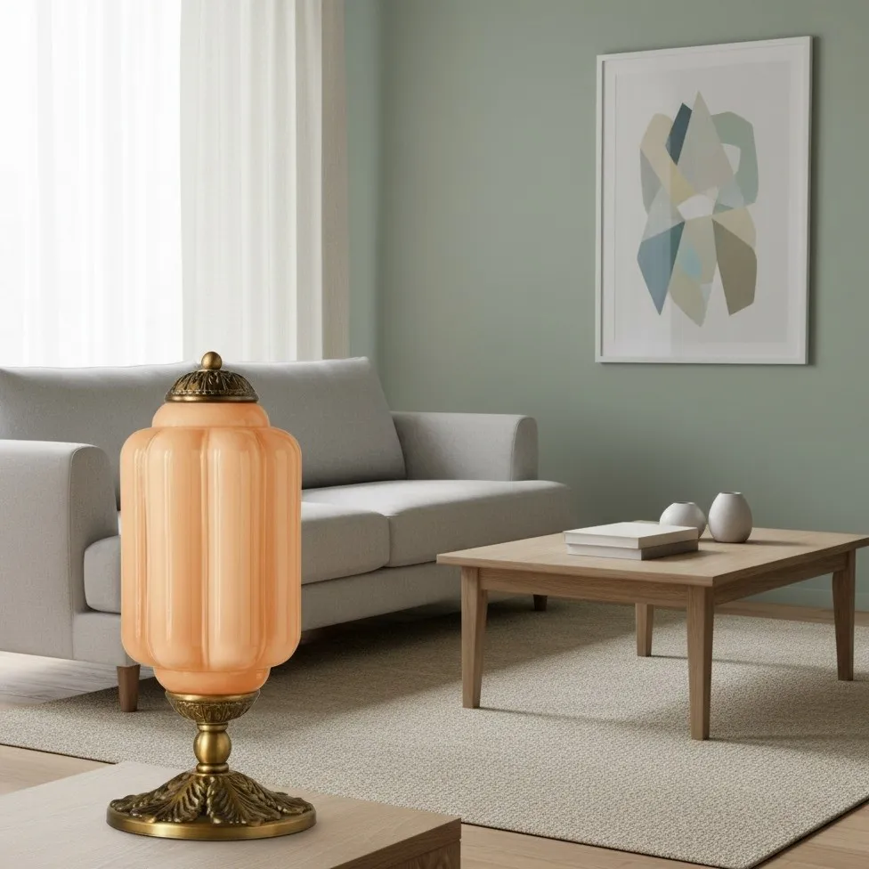 Eloise Vintage Glass Pumpkin Table Lamp - Decorative Accent Lighting for Living Spaces KL876