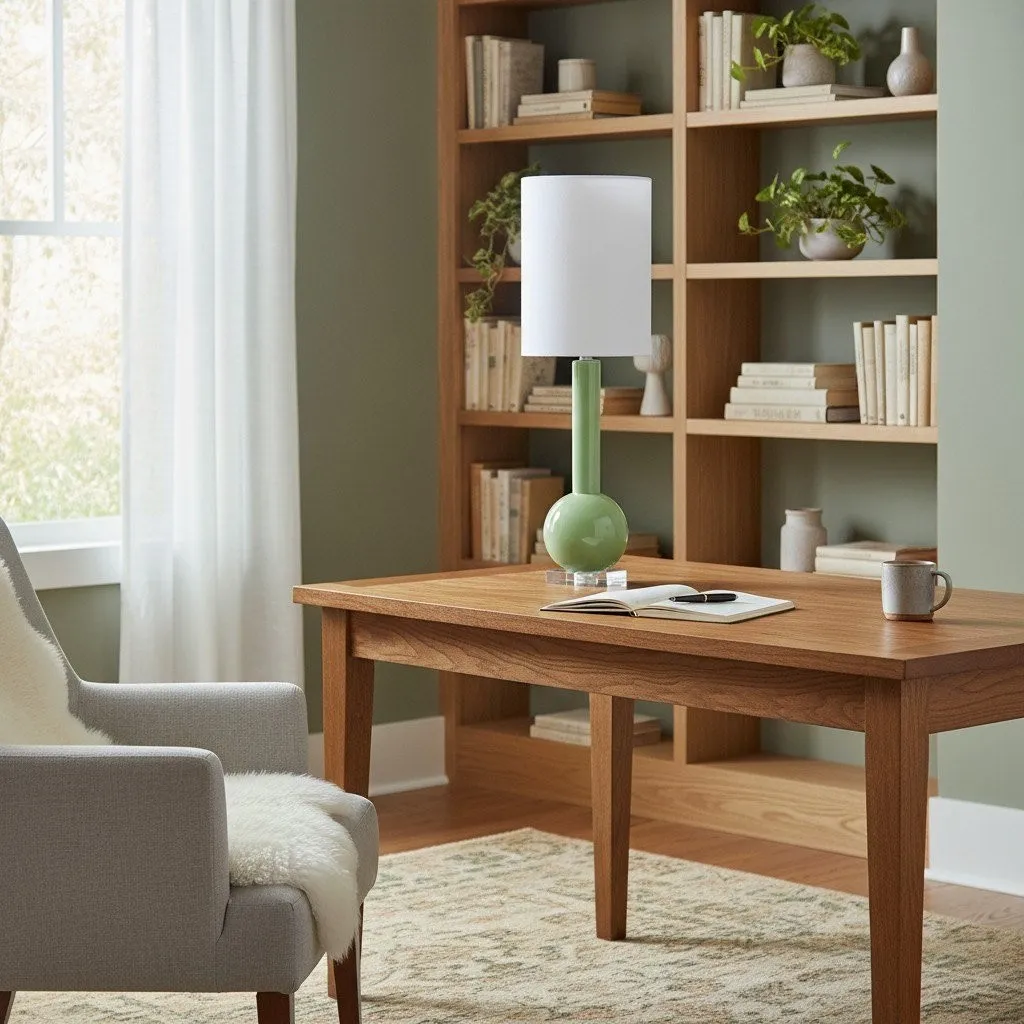 Savara Minimalist Table Lamp - Clean Glass Form with Fabric Shade for Bedrooms KL1652