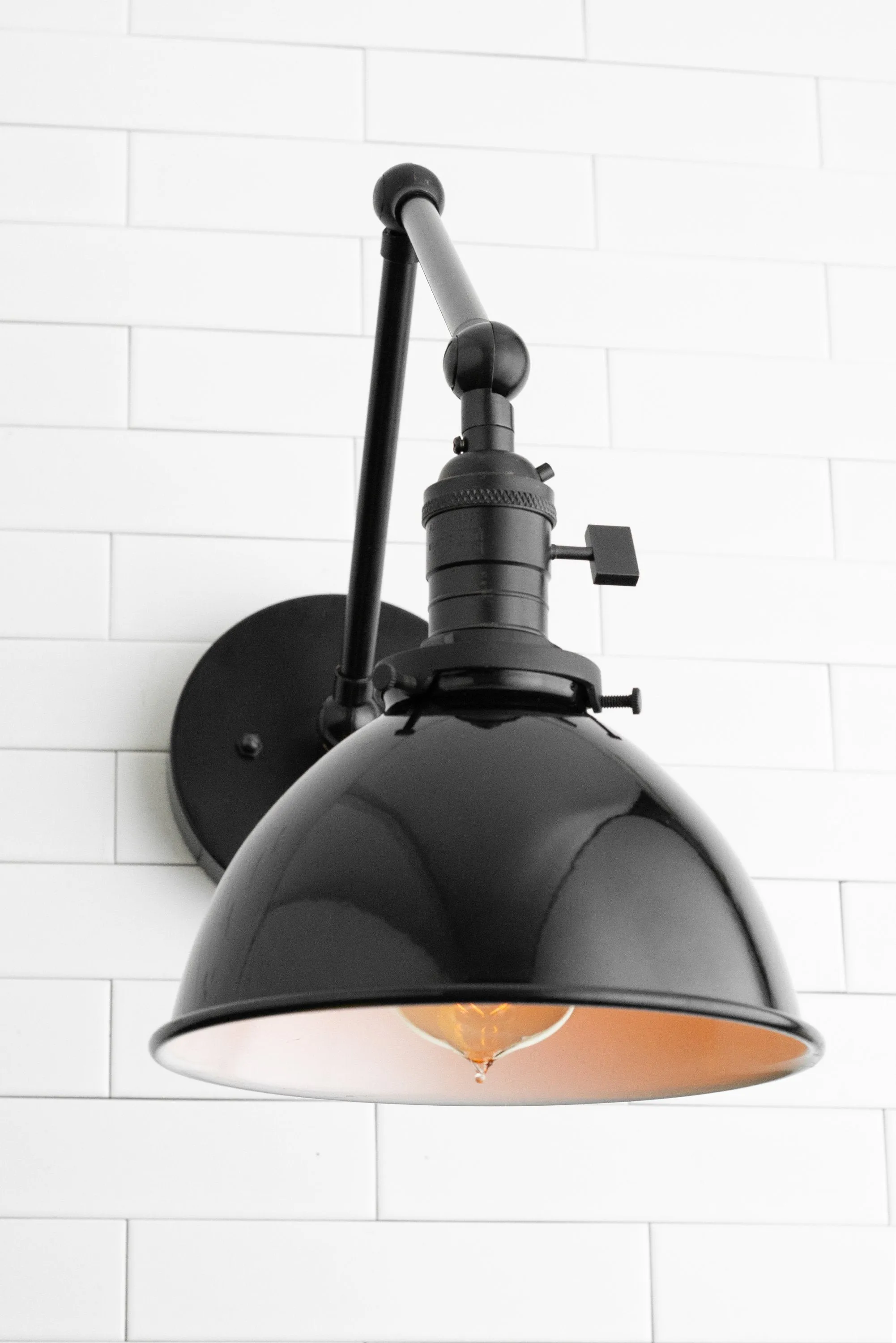 Conique Metal Vintage Industrial Swing Arm Wall Lamp - Adjustable Dome Shade for Study KL1440