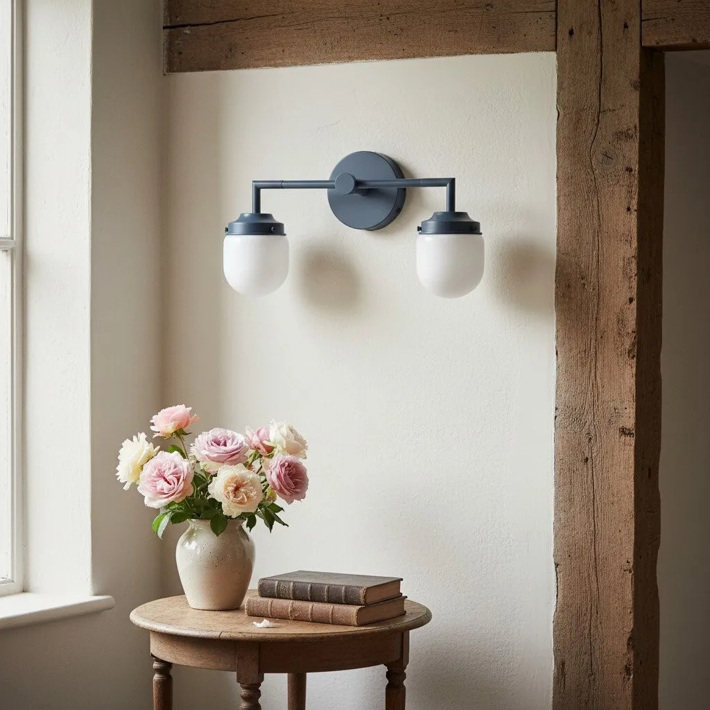 Opalume Glass Double Vanity Light - Vintage Style Bathroom Double Wall Lighting KL1430