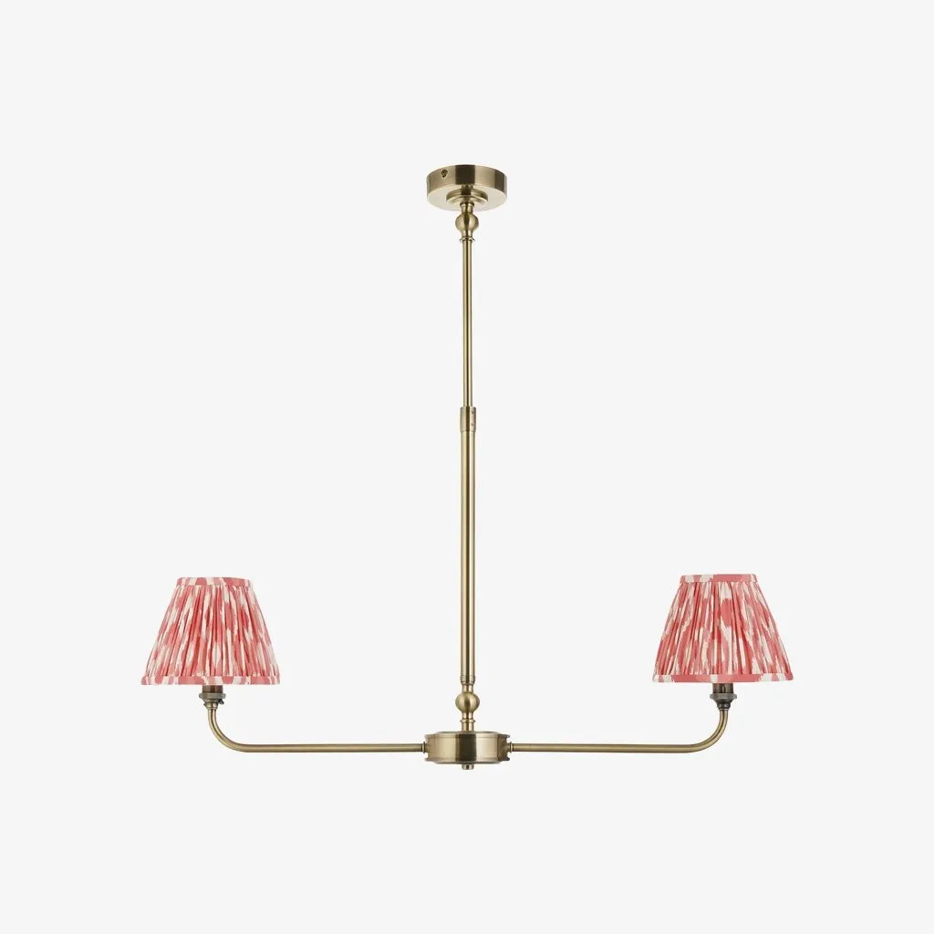 Zevatik Classic Ikat Patterned Fabric Chandelier - Metal Bracket Chandelier KL1873