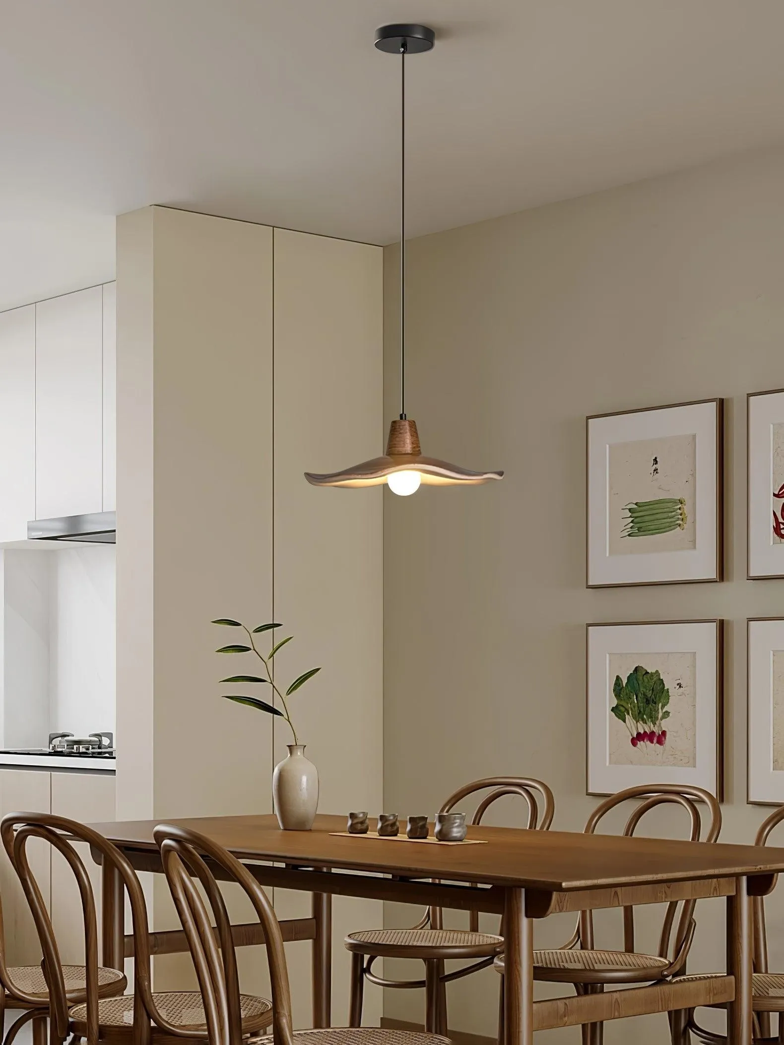 Black Imitation Walnut Wood Grain Kitchen Pendant Lamp KL716