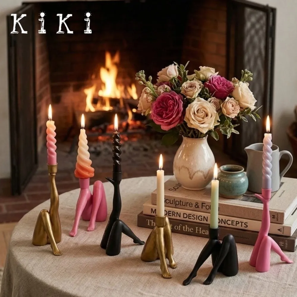 Kickra Sculptural Leg Base Candle Holder - Modern Artistic Design Table Or Living Room Decor KL2204