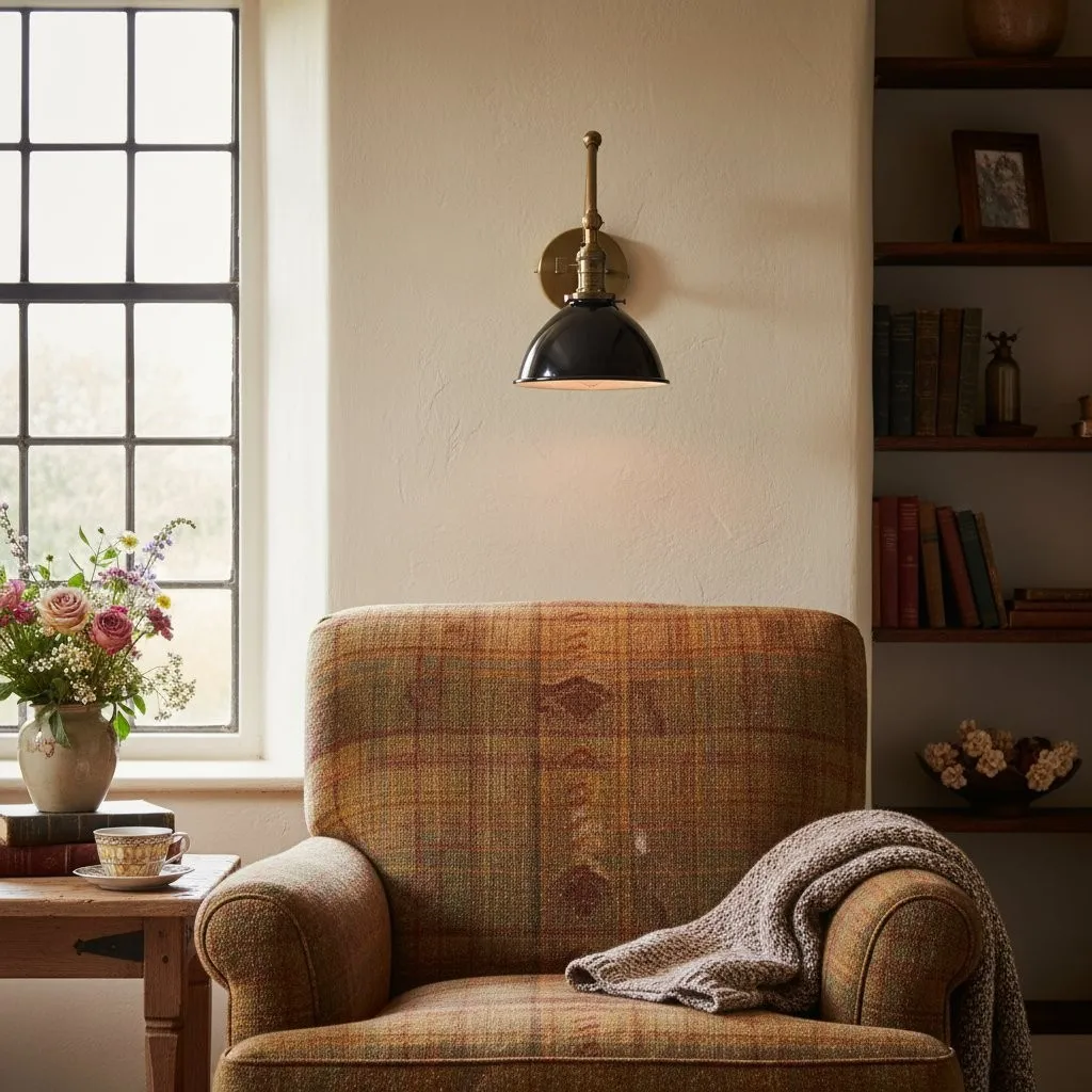 Conique Metal Vintage Industrial Swing Arm Wall Lamp - Adjustable Dome Shade for Study KL1440